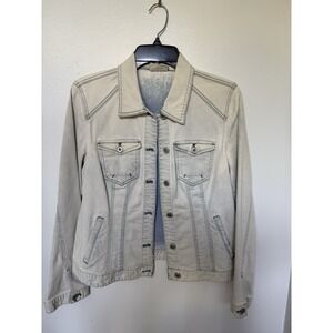 Chico's White Washed Women's Light Denim Jacket Size 1